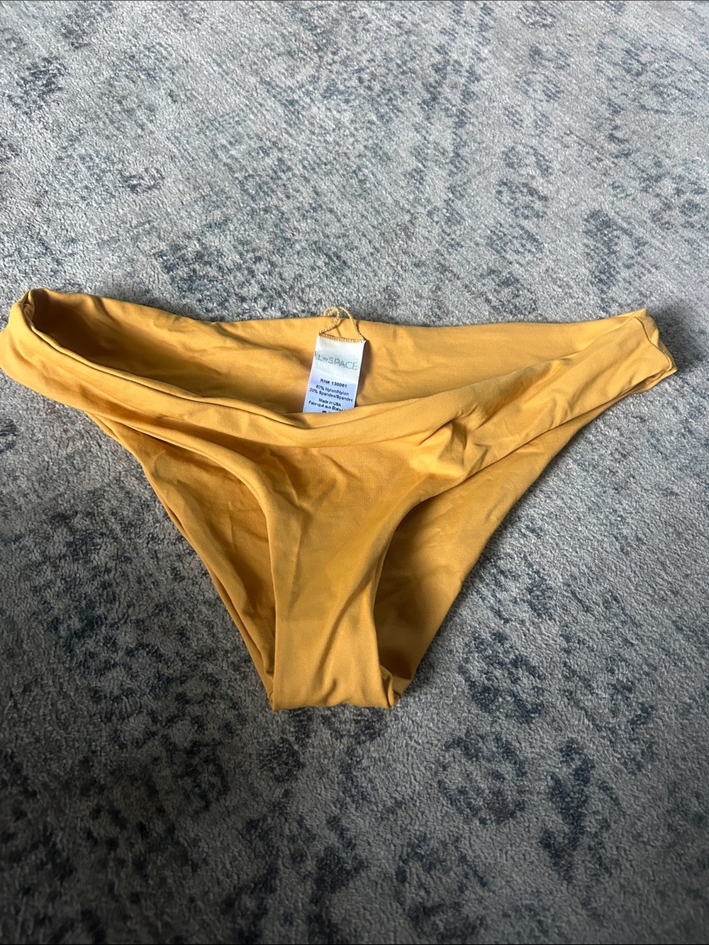 L*Space Bikini Bottoms Tan/Yellow Size Small Minimal Coverage